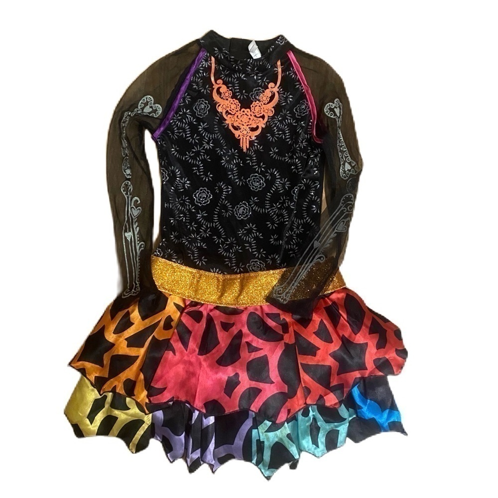 Monster High Skeleta Calavaras Day of the Dead Costume Medium Kids Black Rainbow
